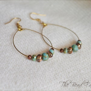 Boho Hippie Beaded Teardrop Hoop Earrings