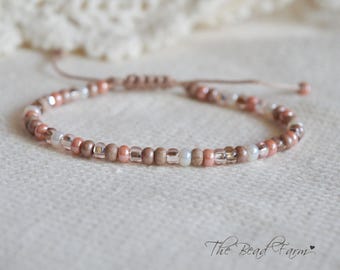 Adjustable Yoga Bracelet with Pretty Seed Beads in soft colors