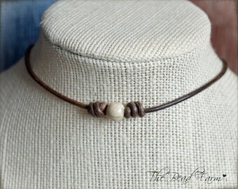 Metallic Cream Beaded Leather Festival Armband Convertible Choker Festival Choker Necklace Cream Croc Textured Leather, Metal  main image 4