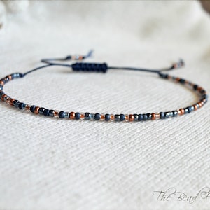 Handmade String Bracelet or Anklet - Dainty Yoga Style Seed Bead Bracelet- Skinny Adjustable Boho Hippie Anklet