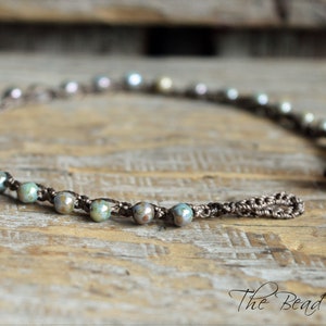 Boho Hippie Style Dainty Crocheted Czech Glass Bead Anklet