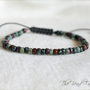 Adjustable Yoga Style Hippie Bracelet with Picasso Finished Glass Seed Beads