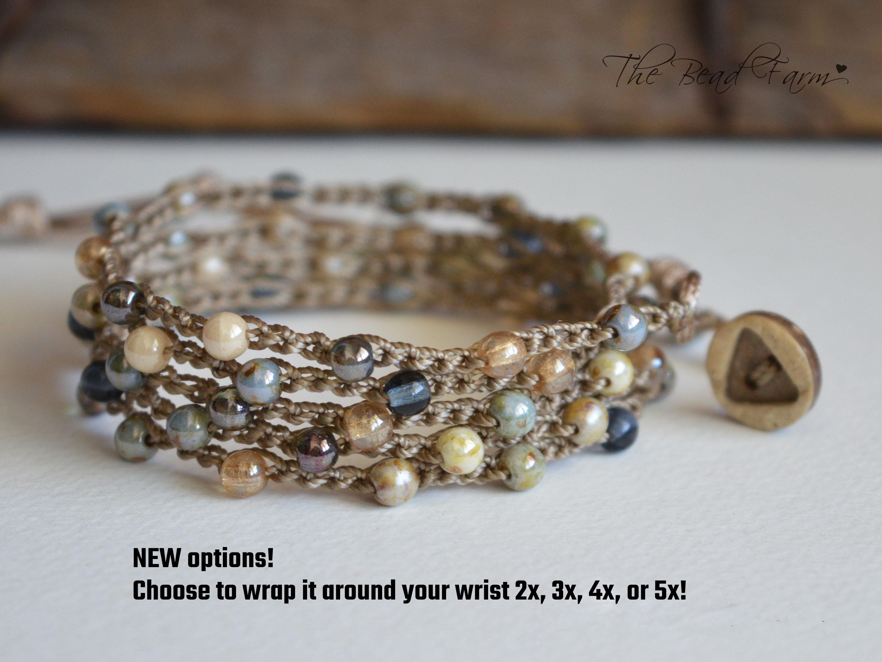 Crocheted Beaded Wrap Bracelet