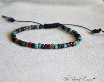 Adjustable Yoga Style Hippie Bracelet with Miyuki 6/0 Glass Seed Beads