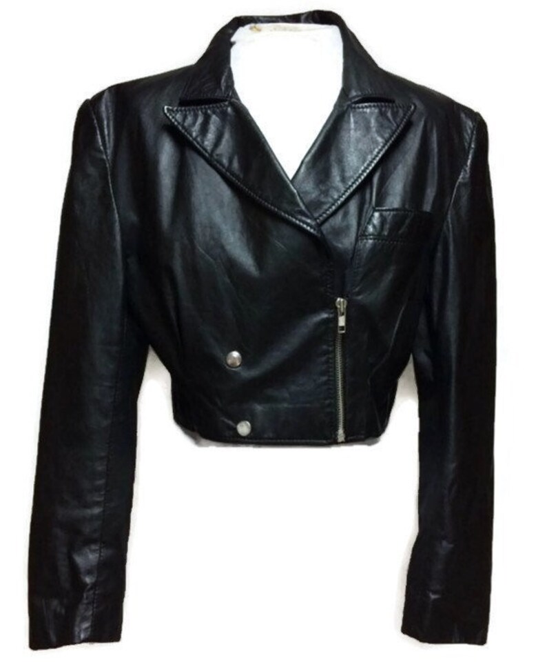 Vintage Merivale Womens Leather Jacket 70 S Las Sz 10 Cropped Black Zippered Outerwear Hemmes Australia