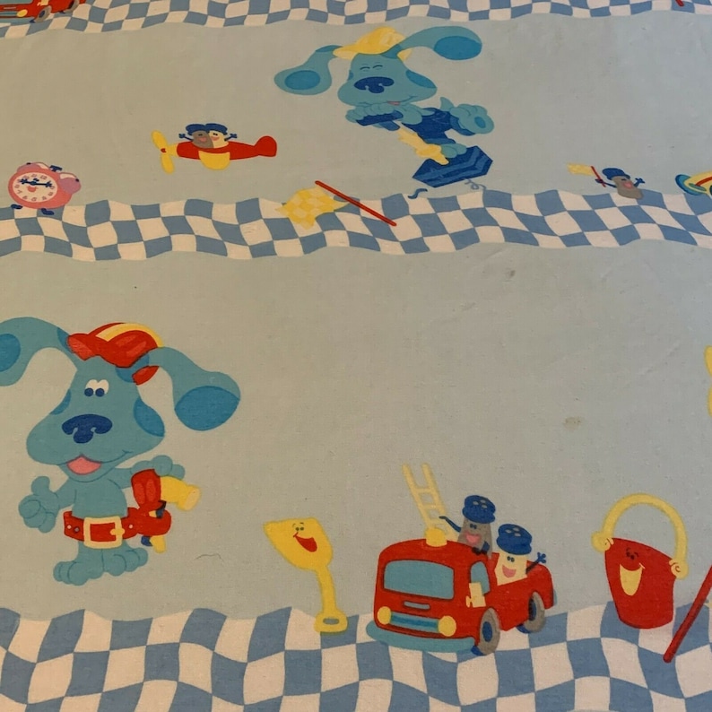 Vintage Blues Clues Blue Twin Size Flat Sheet Beddings Bed Etsy