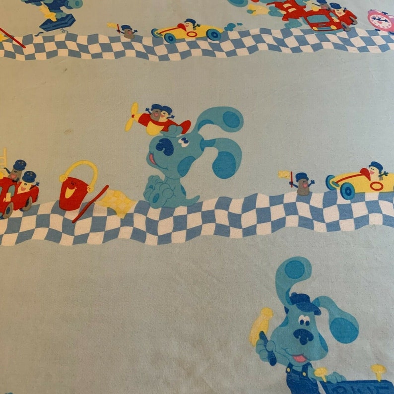 Vintage Blues Clues Blue Twin Size Flat Sheet Beddings Bed Etsy