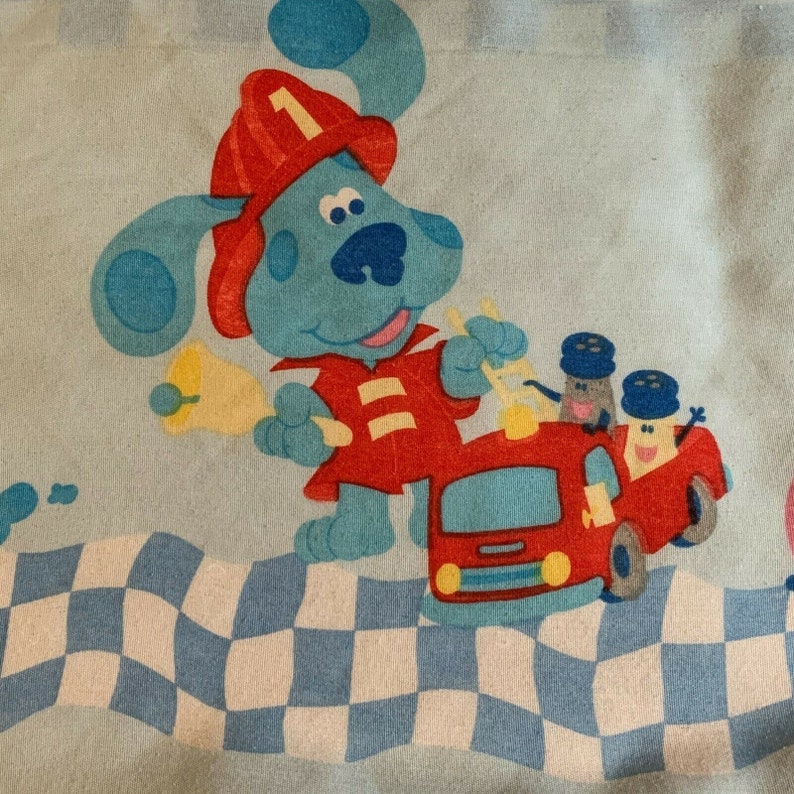Vintage Blues Clues Blue Twin Size Flat Sheet Beddings Bed Etsy