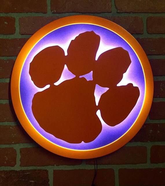 New Clemson Tigers Illuminated Led Tiger Paw Sign For Mancave Gameroom Or Chils Bedroom