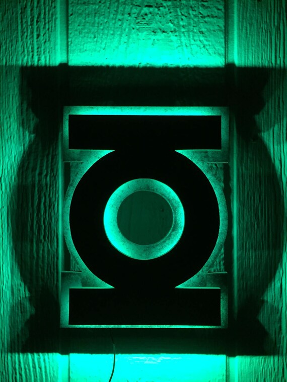 Small Justice League Green Lantern Superhero Logo Led Etsy