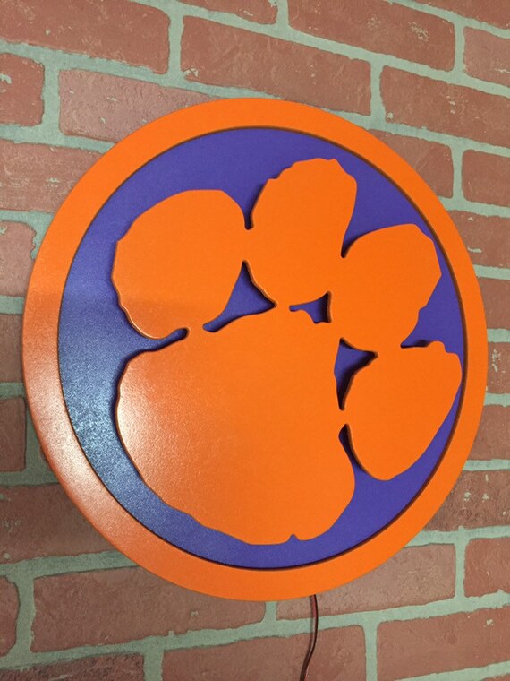 New Clemson Tigers Illuminated Led Tiger Paw Sign For Mancave Gameroom Or Chils Bedroom