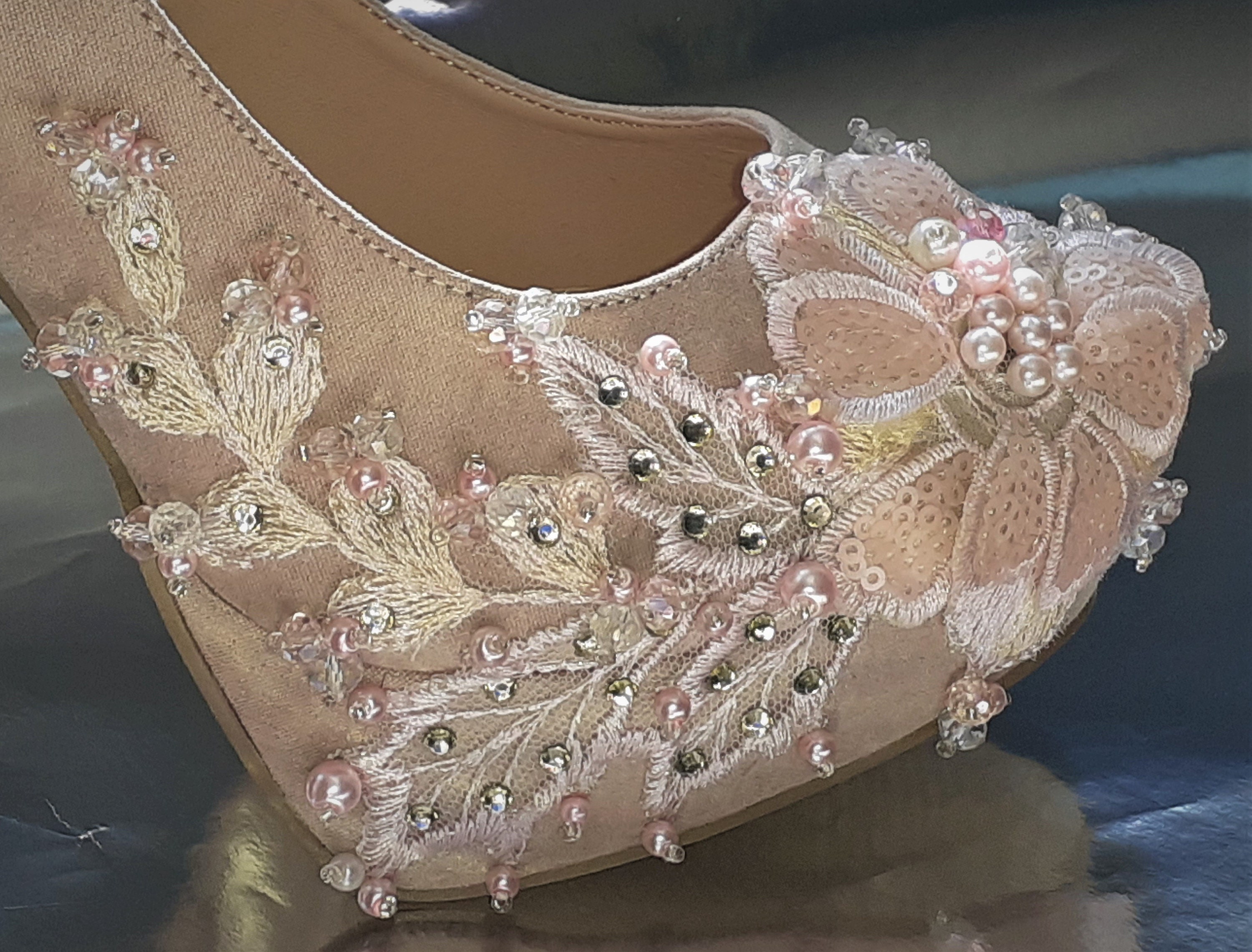 Unique Customised Women's Occasion / Wedding Shoes Nude -  Israel