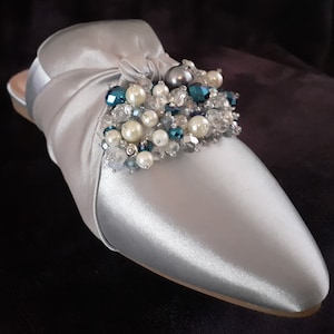 Unique Customised Women&#39;s Occasion / Wedding Shoes Silver UK: Size 6