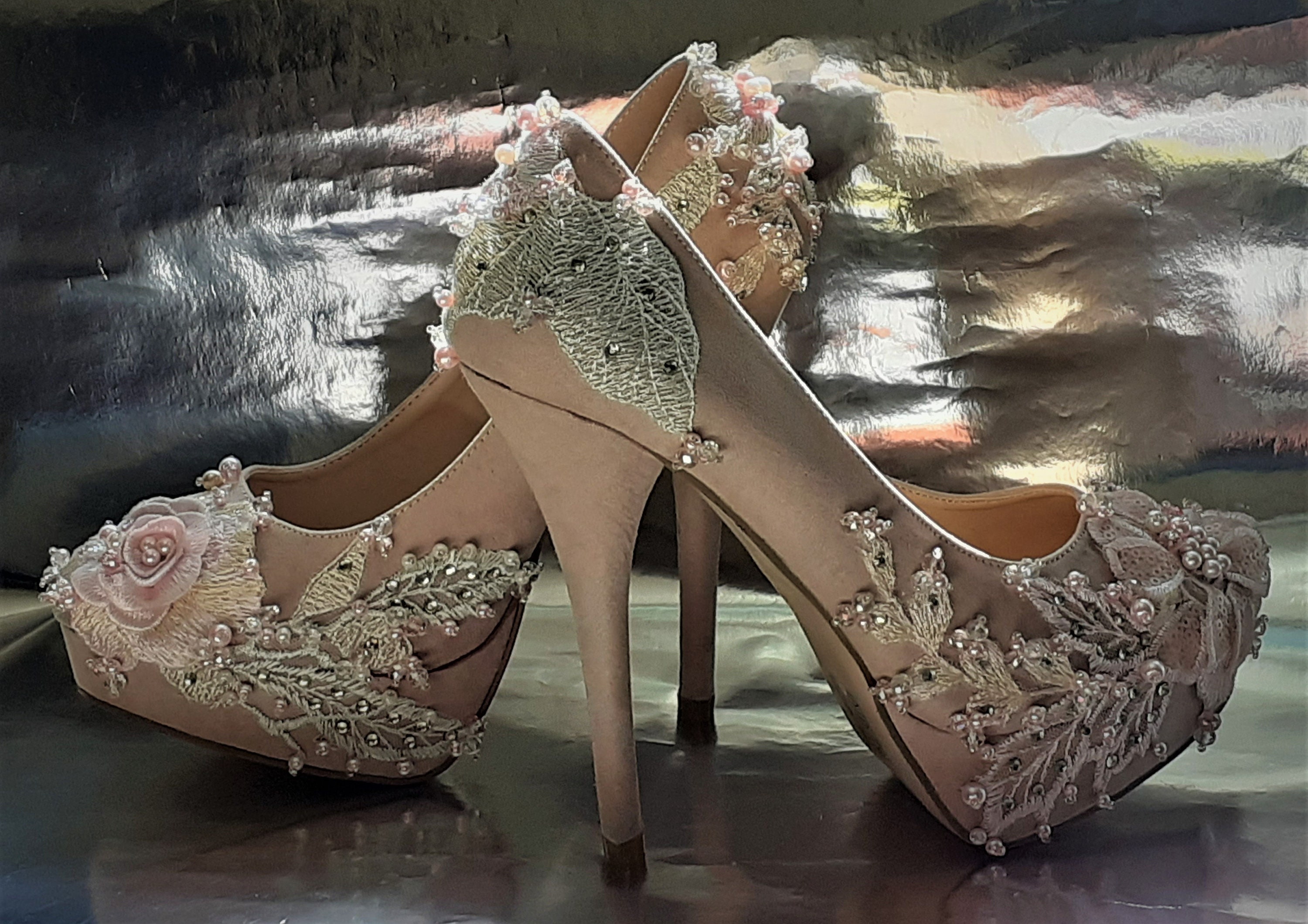 Unique Customised Women's Occasion / Wedding Shoes Nude 