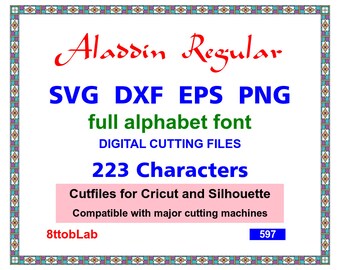 Alladin svg font files eps png dxf