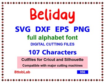 Alphabet SVG Font Cutfile beliday svg font files eps png dxf