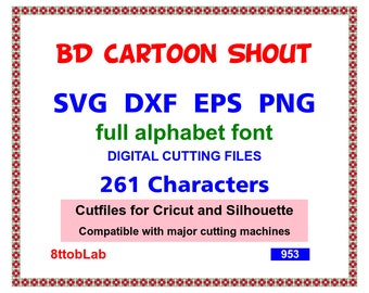 BD Cartoon Shout svg fonts alphabet eps png dxf
