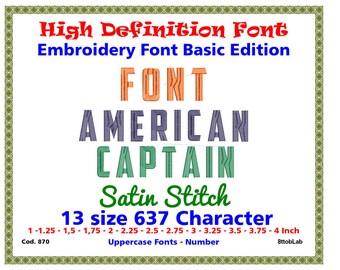 american captain 13 size embroidery font