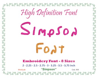 simpson Embroidery font 8 size