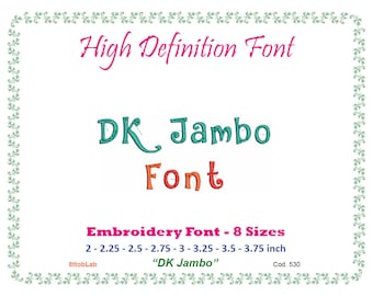 dk jambo Embroidery font 8 size