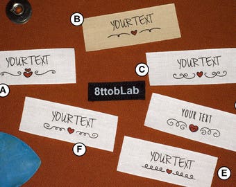 Custom clothing labels tags heart