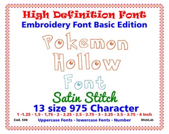 Embroidery pokemon font satin 13 size
