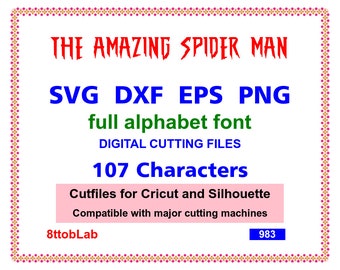 spider man svg font files eps png dxf