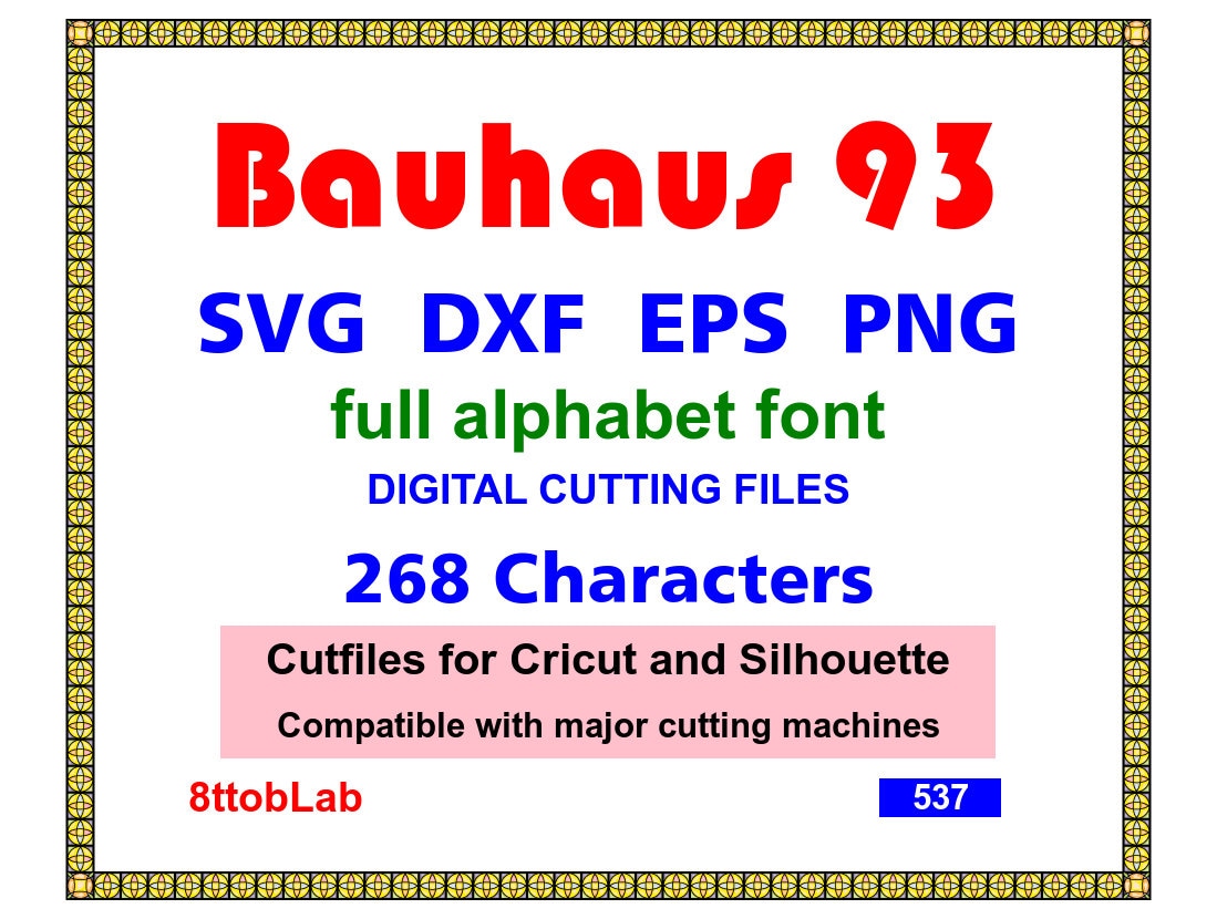 Bauhaus Font Svg, Dxf, Eps, Png, Studio3 - Etsy