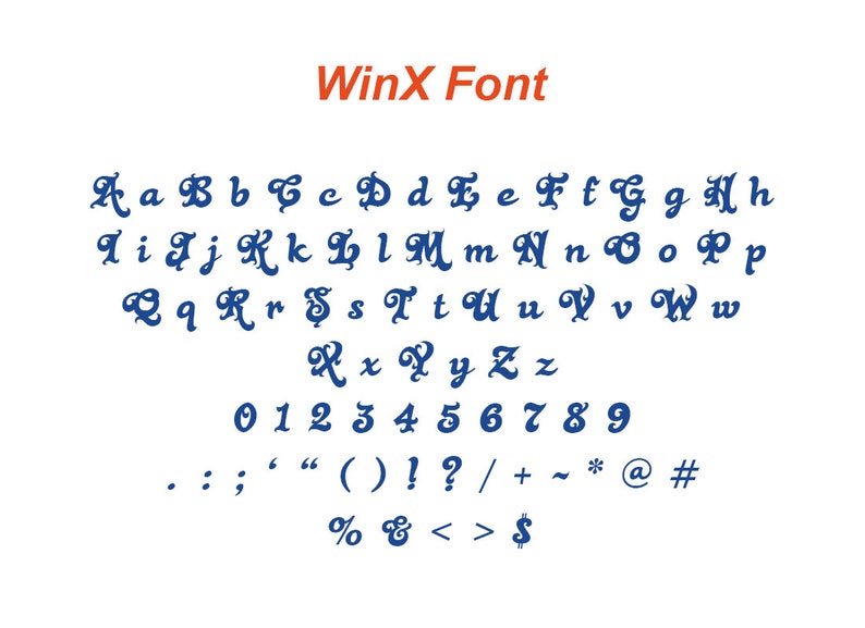Winx Embroidery Font 8 Size Etsy