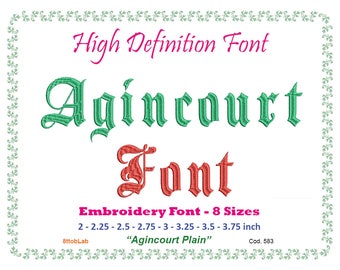 agincourt Embroidery font 8 size