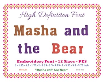 Embroidery font Masha and The Bear