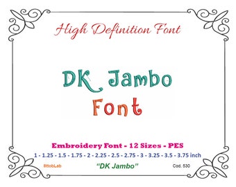 dk jambo Embroidery font 12 size pes