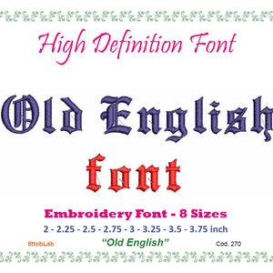 old english font embroidery8 size