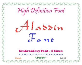 Aladdin Embroidery font 8 size