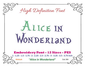 Embroidery font Alice in wonderland pes 12 size pes