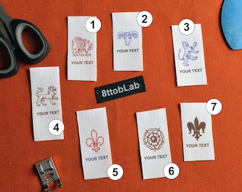 Custom clothing labels tags heraldic classic