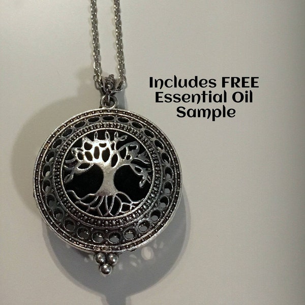 Aromatherapy Necklace - Diffuser Necklace -Tree of Life - Silver Locket : Hey Young Living and doTerra Fans!