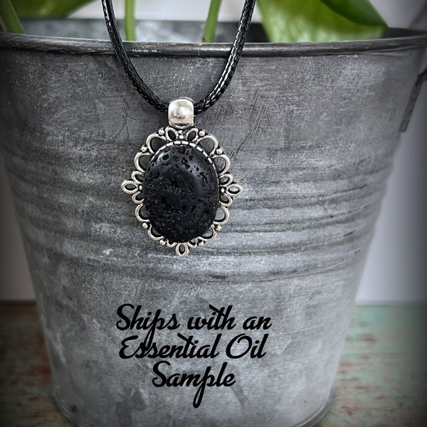 Aromatherapy Necklace - Lava Stone Diffuser, DoTerra Downline Gift, Young Living Party Favor:  w/FREE Oil Sample and FREE Shipping!