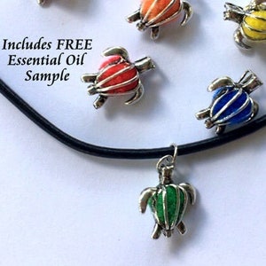 Aromatherapy Necklace - Turtle Locket on Leather Necklace with FREE Essential Oil :  doTerra & Young Living Fans!