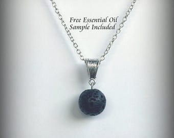 Aromatherapy Necklace - Lava Stone Pendant Diffuser Necklace, Minimalist Jewelry for Essential Oil