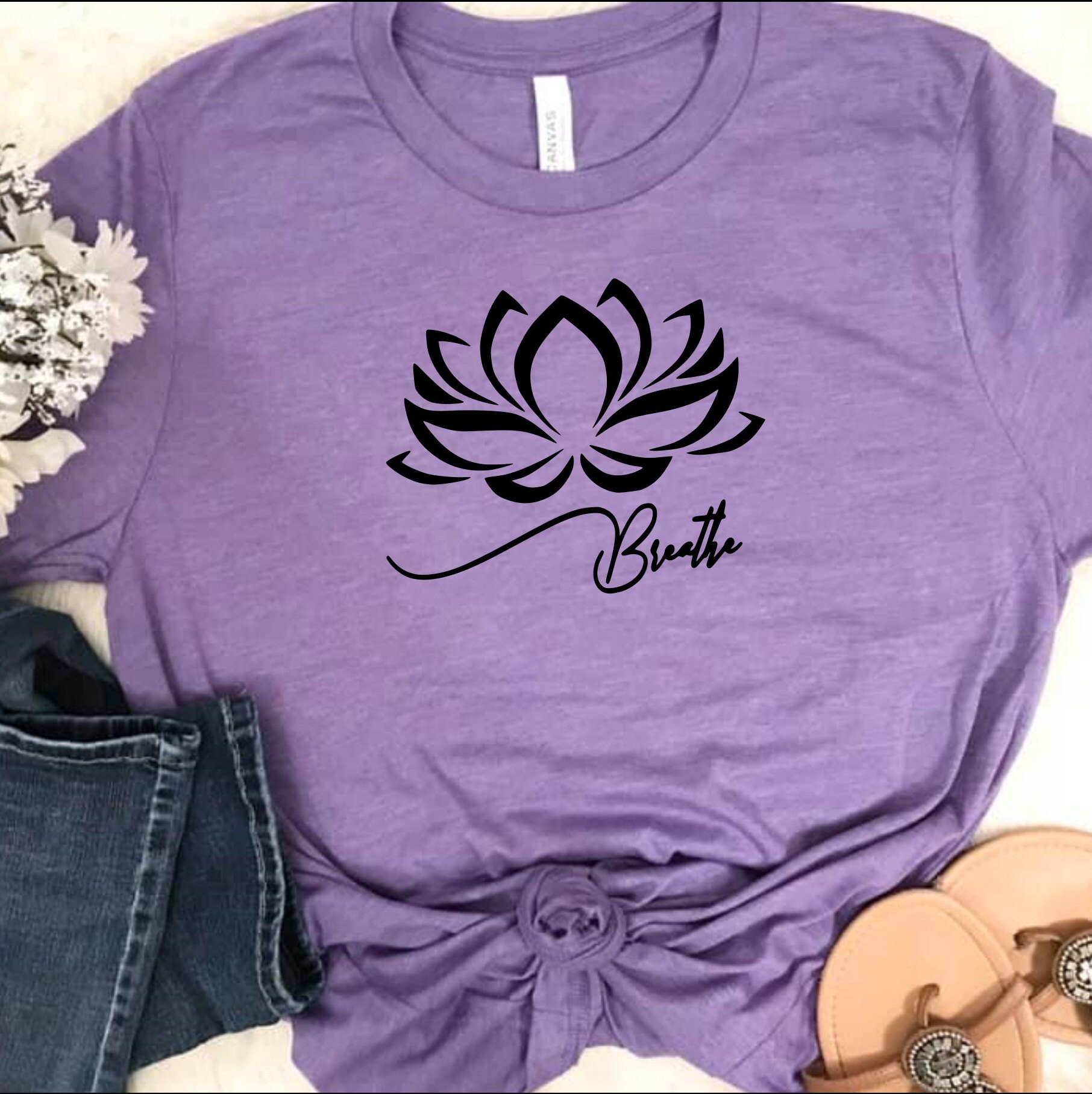 Breathe With Lotus Flower SVG for DIY T-shirts Cups Pillows | Etsy