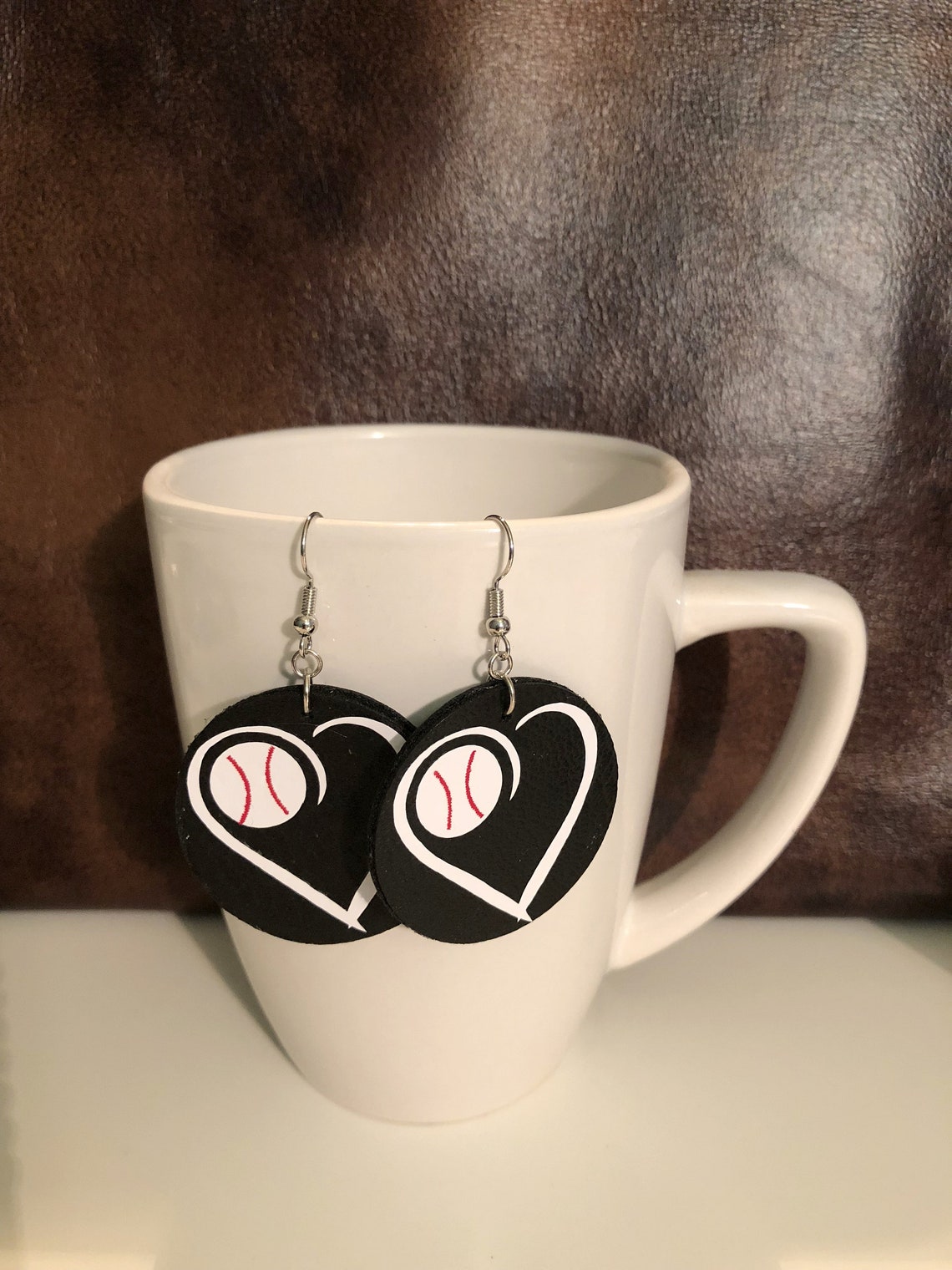 Leather Sports Fan Earrings Baseball Football Etsy