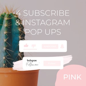 YouTube Subscribe & Instagram Follow Animation Pop Ups | Pink Aesthetic