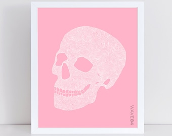 Pobierz wydruk sztuki Pink Skull | Sztuka cyfrowa | Róż | 8x10 JPEG | Natychmiastowe pobranie