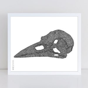 Vogel schedel Art Print JPEG | Macabere schedelprint | Digitale afdruk | 8x10