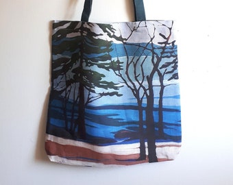 Linen Tote Bag - Canadian Art - Muskoka Artist Print - Winter Melt
