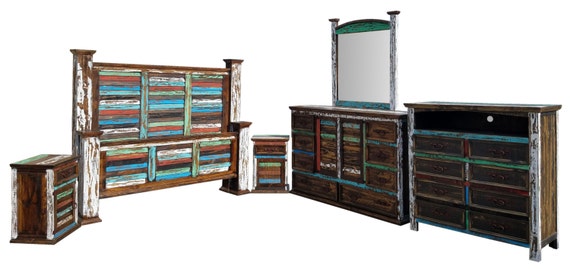 Queen King Size Tall Cabana Style Multi Colored Louvered Etsy