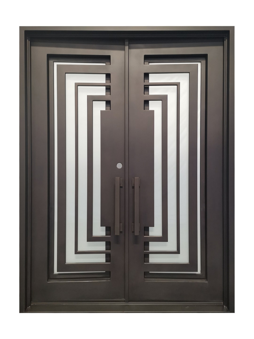 Bellaire Model Iron Door With Frosted Glass Dark Bronze Finish - Etsy