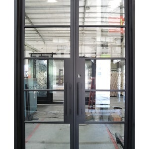 Frisco Iron Door: Clear Low E Glass, Matte Black Finish