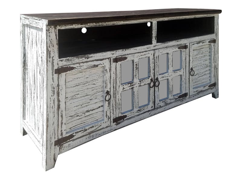 Cabana Door White Rustic Tv Stand Solid Wood Ships Assembled Image 0